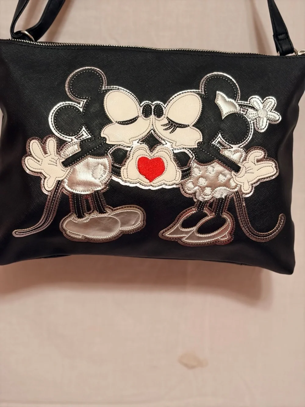 Black Mickey & Minnie Kiss Crossbody Bag - Disney Design